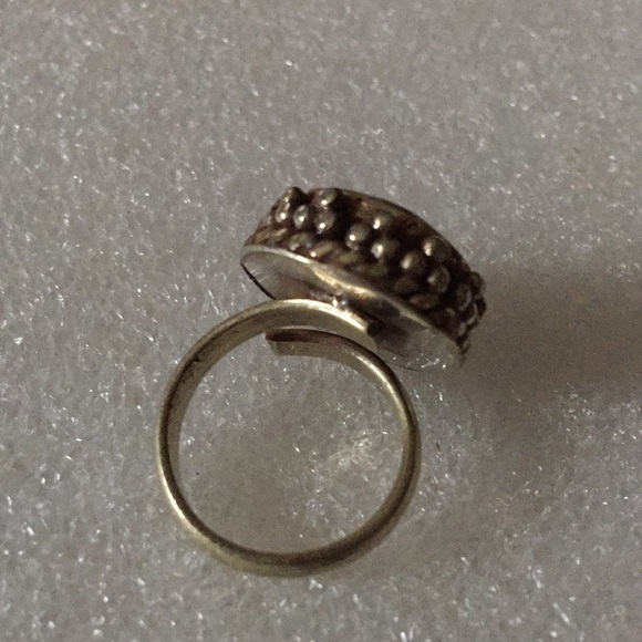 Vintage boho inlay turquoise coral ring - Picture 2 of 6